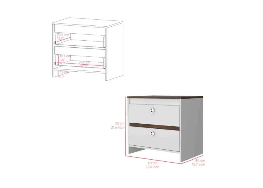 Nightstand Dreams, Bedroom, White / Dark Brown