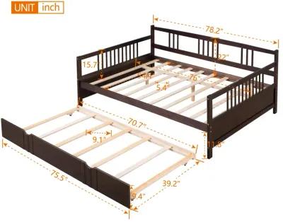 Merax Daybed Wood Bed with Twin Size Trundle