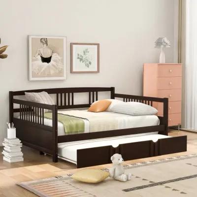 Merax Daybed Wood Bed with Twin Size Trundle