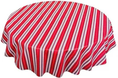 Carnation Home Fashions "Patriotic Stripe" Vinyl Flannel Backed Tablecloth - 60x60", Red/White/Blue