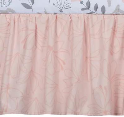 Lambs & Ivy Petals Gray/Pink Sateen Cotton Floral 3-Piece Baby Crib Bedding Set