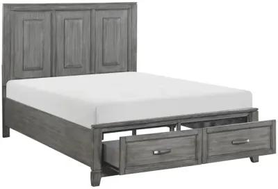 Thiem Queen Size Platform Bed with 2 Storage Drawers, Gray Wood Finish - Benzara