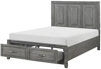 Thiem Queen Size Platform Bed with 2 Storage Drawers, Gray Wood Finish - Benzara