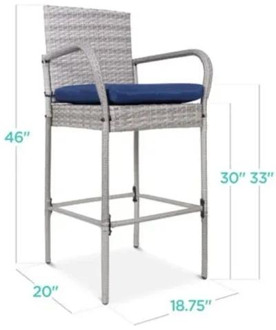 Hivvago Set of 2 Indoor/Outdoor Wicker Bar Stools