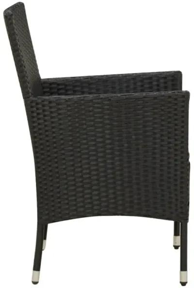 vidaXL Patio Chairs with Cushions 2 pcs Poly Rattan Black