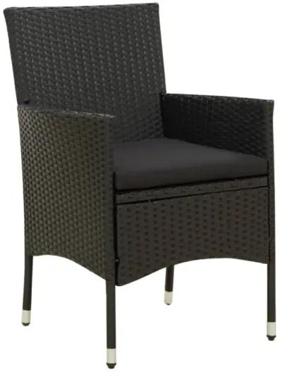 vidaXL Patio Chairs with Cushions 2 pcs Poly Rattan Black