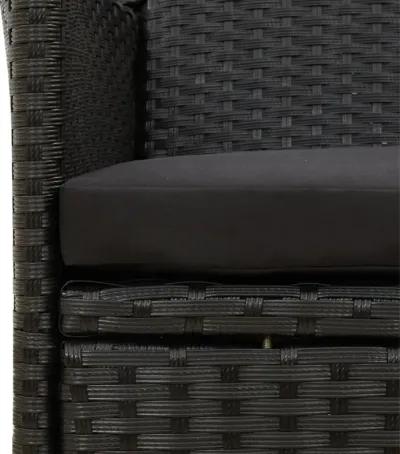 vidaXL Patio Chairs with Cushions 2 pcs Poly Rattan Black