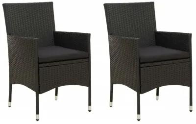 vidaXL Patio Chairs with Cushions 2 pcs Poly Rattan Black