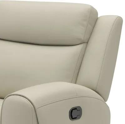 Cobe Manual Recliner Chair, Solid Wood and Soft Top Grain Beige Leather