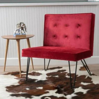 Velvety Soft Upholstered Polyester Accent Chair Black Metal Legs