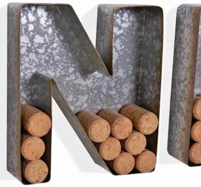 Wall Mount "WINE" Letter Set Cork Holder - Galvanized Sheet Metal