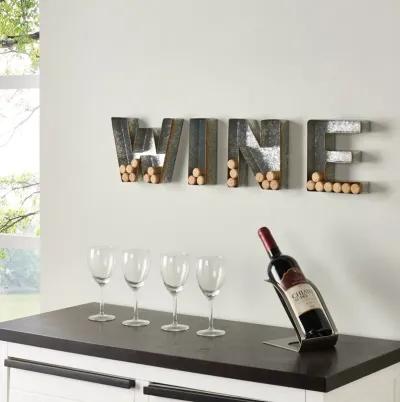 Wall Mount "WINE" Letter Set Cork Holder - Galvanized Sheet Metal