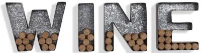 Wall Mount "WINE" Letter Set Cork Holder - Galvanized Sheet Metal