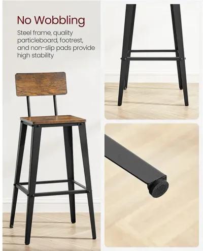 Set of 2 Modern Bar Stools with Adjustable Height and Footrest