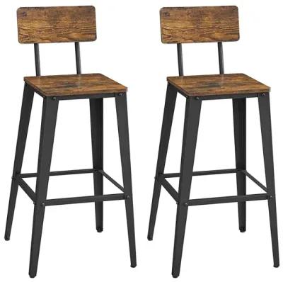 Set of 2 Modern Bar Stools with Adjustable Height and Footrest