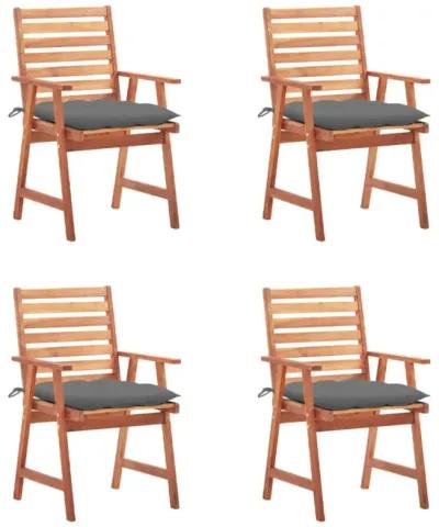 vidaXL Patio Dining Chairs 4 pcs with Cushions Solid Acacia Wood