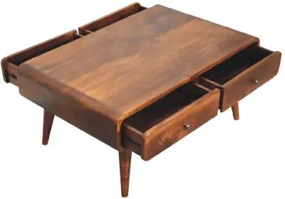 Sonata Chestnut Solid Wood 4 Drawer  Coffee Table