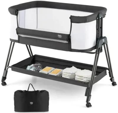 Hivago Portable Bedside Sleeper for Baby with 7 Adjustable Heights-Gray