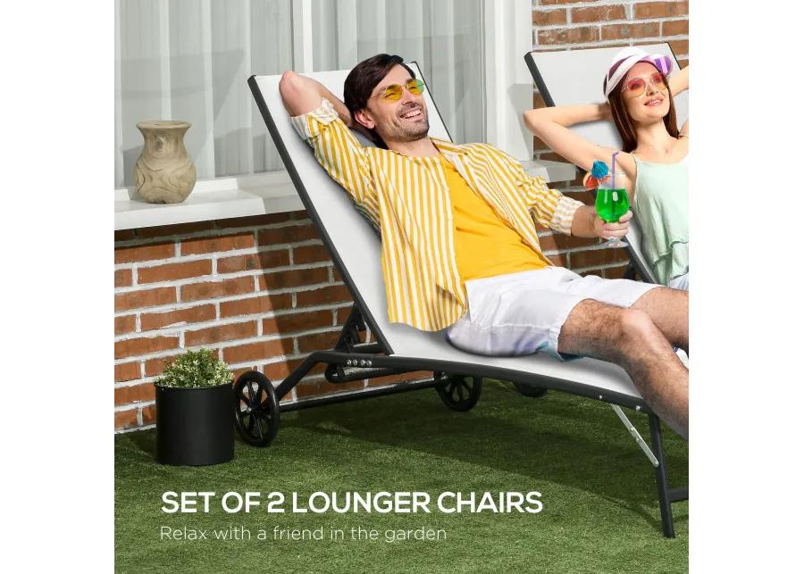 Outdoor Relaxation Set: 2-Piece Patio Chaise Lounge with Adjustable Backrest