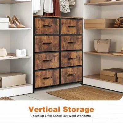 8-Drawer Fabric and Wood Tall Bedroom Dresser