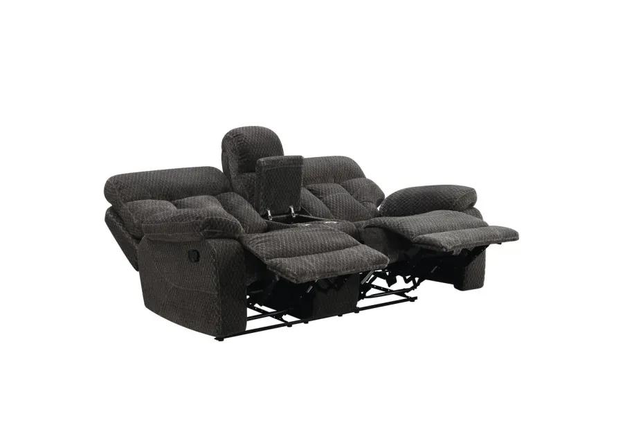 New Classic Furniture Bravo Console Loveseat W/ Dual Recliners-Charcoal