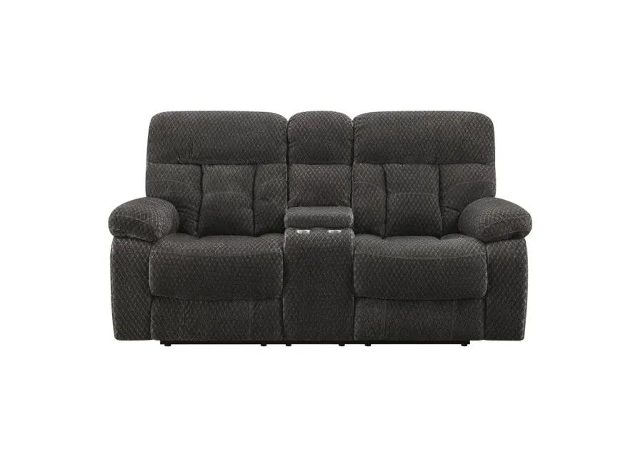 New Classic Furniture Bravo Console Loveseat W/ Dual Recliners-Charcoal