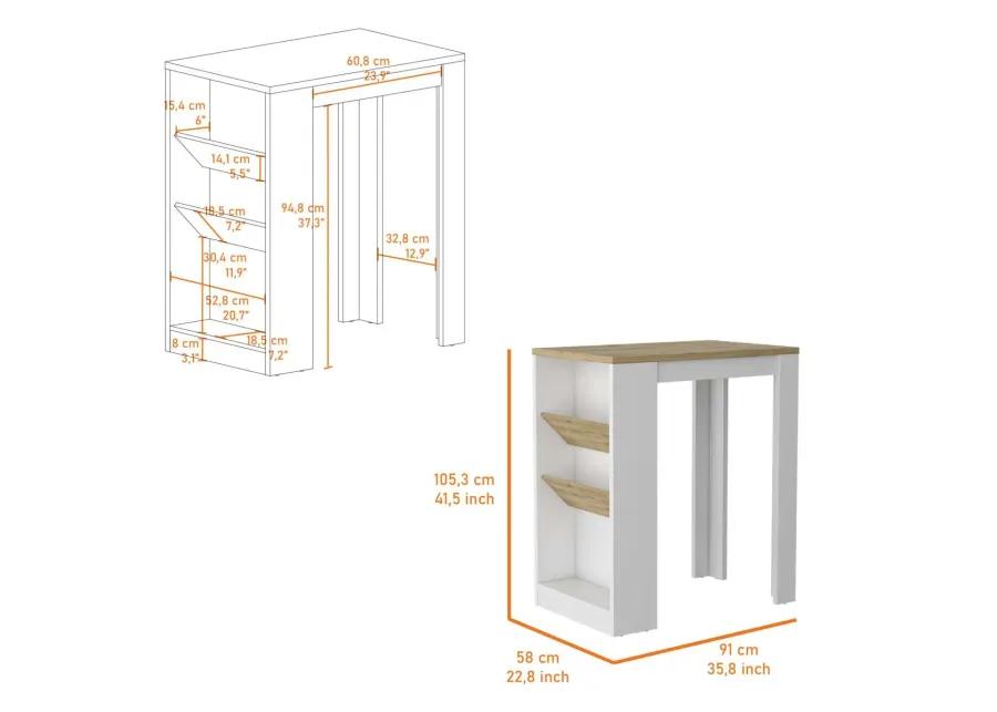 Desoto Wine Storage Pedestal Kitchen Island White And Macadamia