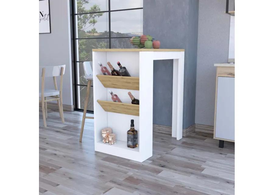 Desoto Wine Storage Pedestal Kitchen Island White And Macadamia