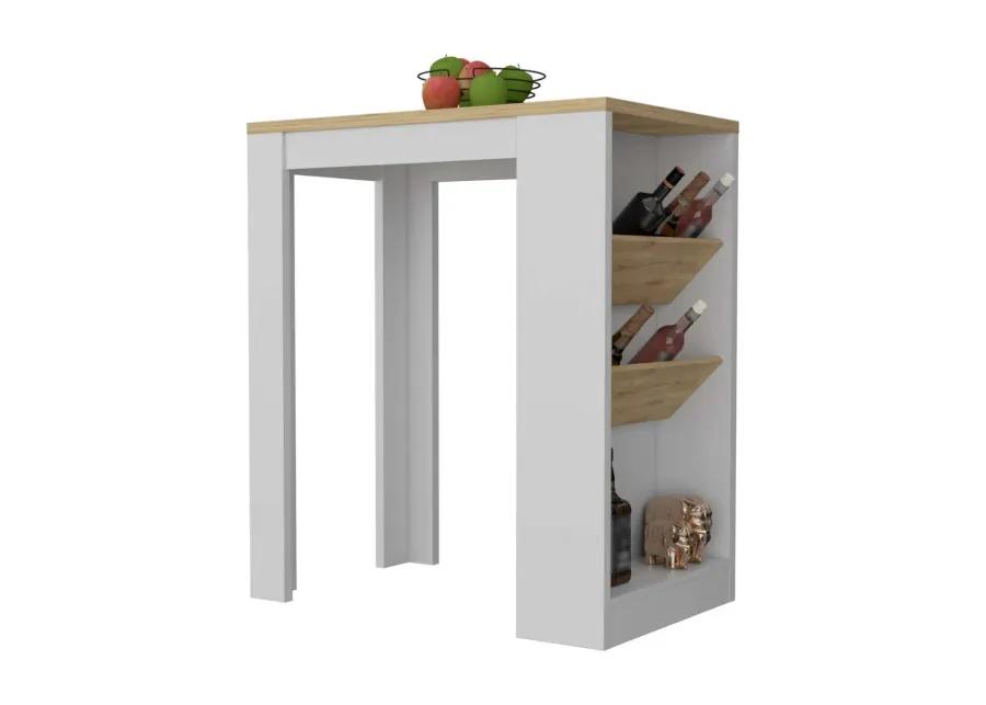 Desoto Wine Storage Pedestal Kitchen Island White And Macadamia