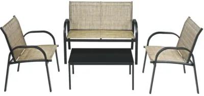 Hivvago 4 Pieces Patio Furniture Set with Glass Top Coffee Table