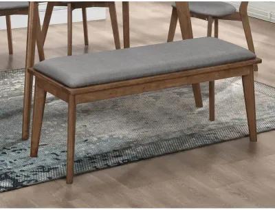 Coaster Alfredo Upholstered Dining Bench Grey and Natural Walnut