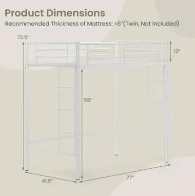 Hivvago Twin Loft Bed Frame with 2 Ladders Full-length Guardrail