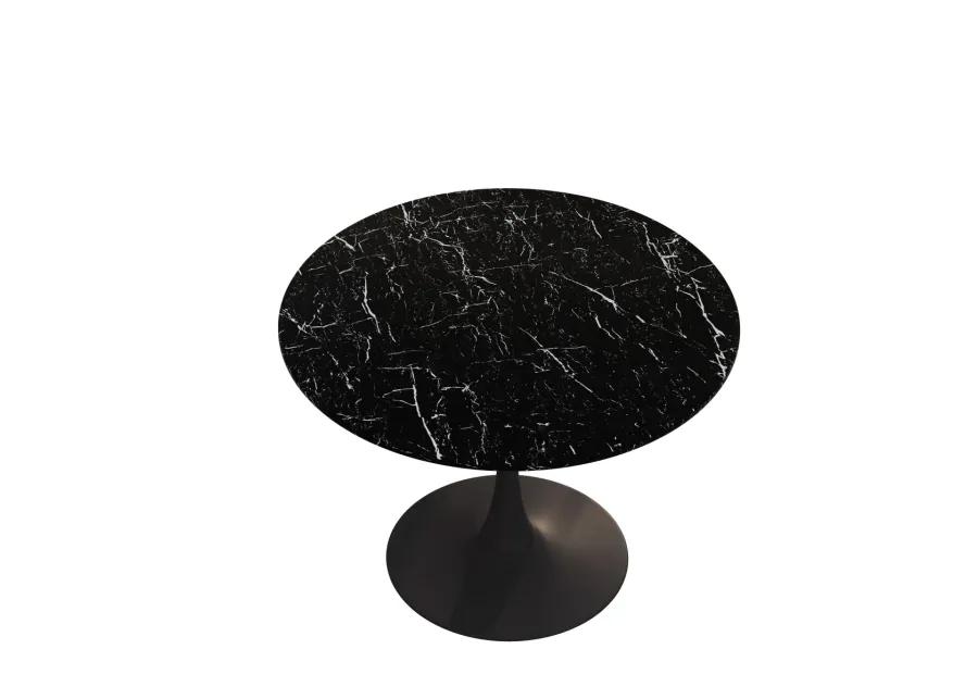 42.12" Modern Round Dining Table with Marble Top & Metal Base