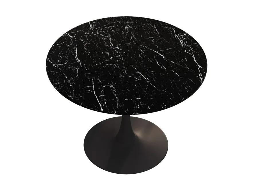 42.12" Modern Round Dining Table with Marble Top & Metal Base