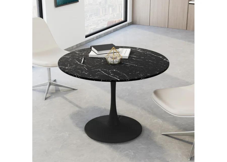 42.12" Modern Round Dining Table with Marble Top & Metal Base