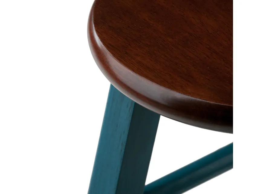 Winsome Wood Ivy model name Stool Rustic Teal/Walnut 13.4x13.4x24.2