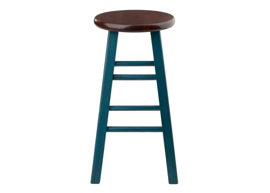 Winsome Wood Ivy model name Stool Rustic Teal/Walnut 13.4x13.4x24.2