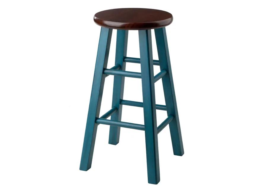 Winsome Wood Ivy model name Stool Rustic Teal/Walnut 13.4x13.4x24.2