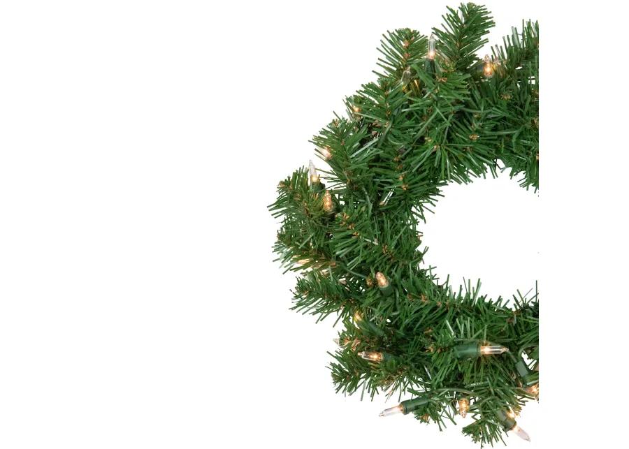 Pre-Lit Deluxe Dorchester Pine Artificial Christmas Wreath  10-Inch  Clear Lights