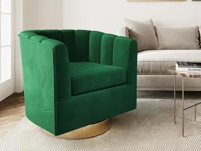 BELLEZE Swivel Accent Chair, Wide Modern Upholstered Armchair 360 Degree Swivel Comfy Single Sofa Side Chair for Living Room Bedroom Office - Zoe (Green)