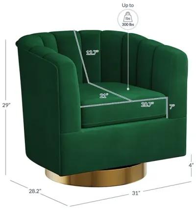 BELLEZE Swivel Accent Chair, Wide Modern Upholstered Armchair 360 Degree Swivel Comfy Single Sofa Side Chair for Living Room Bedroom Office - Zoe (Green)