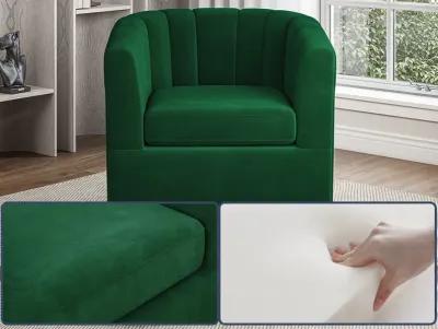 BELLEZE Swivel Accent Chair, Wide Modern Upholstered Armchair 360 Degree Swivel Comfy Single Sofa Side Chair for Living Room Bedroom Office - Zoe (Green)