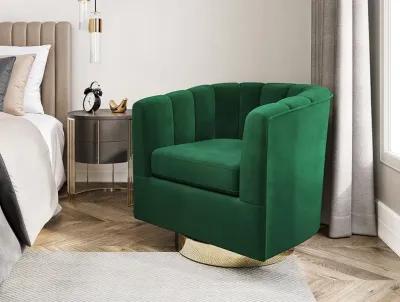 BELLEZE Swivel Accent Chair, Wide Modern Upholstered Armchair 360 Degree Swivel Comfy Single Sofa Side Chair for Living Room Bedroom Office - Zoe (Green)