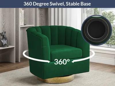 BELLEZE Swivel Accent Chair, Wide Modern Upholstered Armchair 360 Degree Swivel Comfy Single Sofa Side Chair for Living Room Bedroom Office - Zoe (Green)