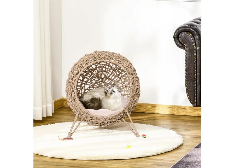 Natural Cat Bed: 20.5" Hand-Woven Banana Leaf Kitten Condo