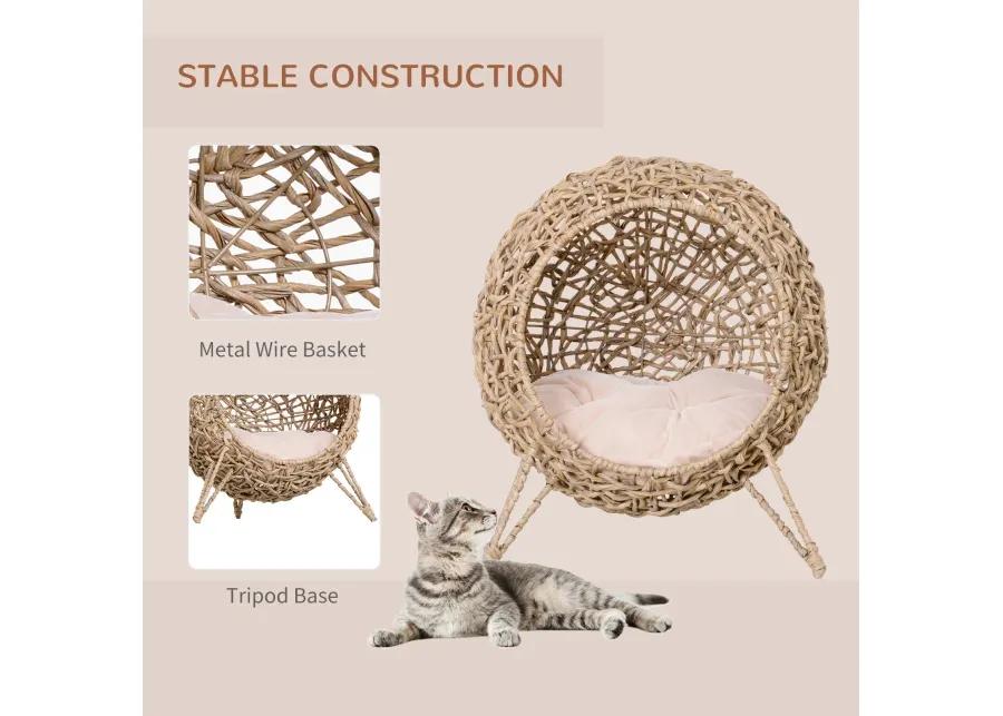 Natural Cat Bed: 20.5" Hand-Woven Banana Leaf Kitten Condo