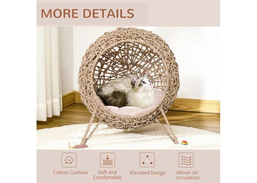 Natural Cat Bed: 20.5" Hand-Woven Banana Leaf Kitten Condo