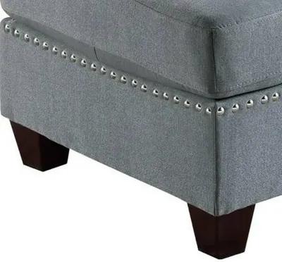 Pali 32 Inch Modern Square Ottoman, Foam Tufted Seat, Gray Linen Fabric-Benzara