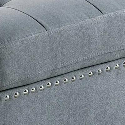 Pali 32 Inch Modern Square Ottoman, Foam Tufted Seat, Gray Linen Fabric-Benzara