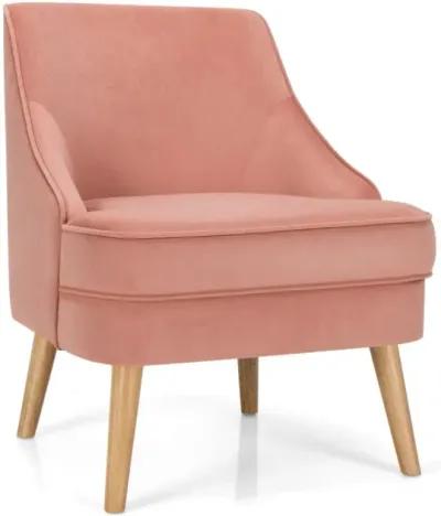 Hivvago Mid Century Velvet Accent Chair with Rubber Wood Legs for Bedroom